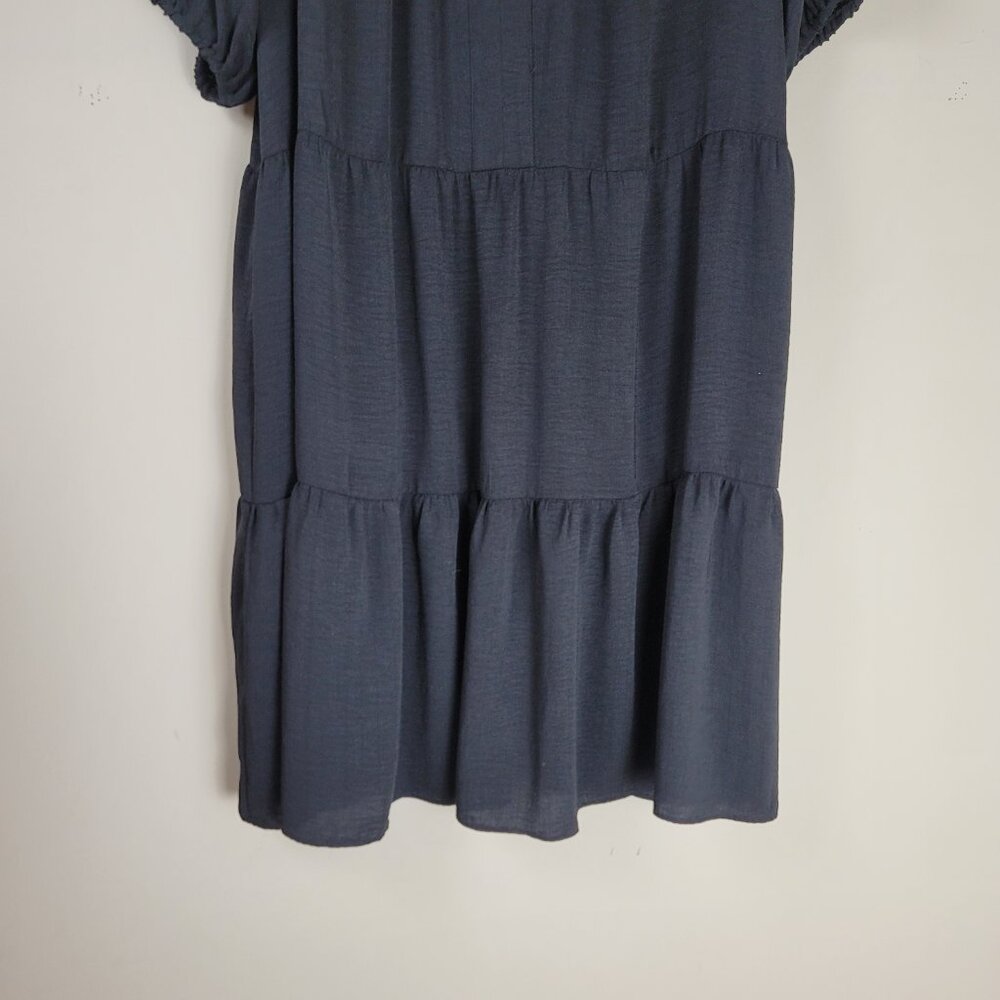 CeCe Black Tiered Midi Dress Balloon Sleeves Babydoll Boho 3X - Picture 5 of 9